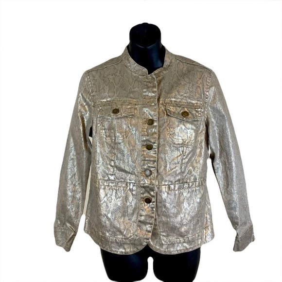 Dana Buchman metallic Snakeskin Print Jacket, Size 6 - Picture 2 of 6